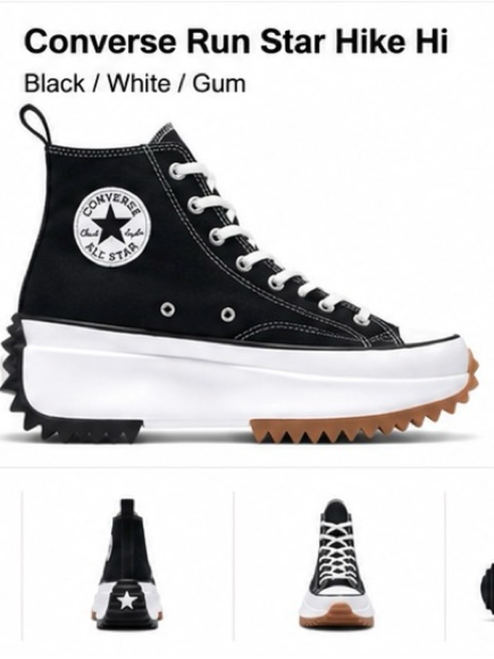 Converse Run Star Hike Hi Black White Gum
